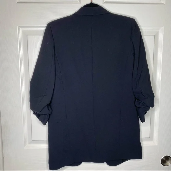 Zara Black Longline Ruched Sleeve Blazer Size XS - Picture 9 of 11